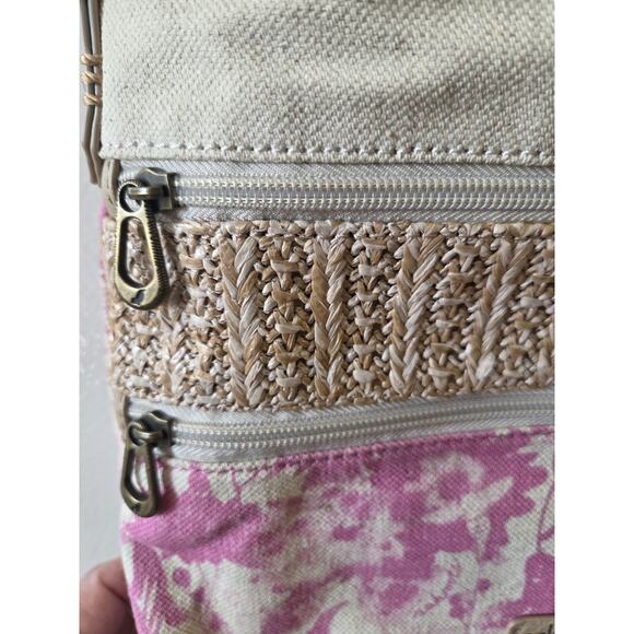 Sakroots Artist Circle Linen Uncoated Canvas Zipper Top Crossbody Rose in Bloom - Picture 8 of 12